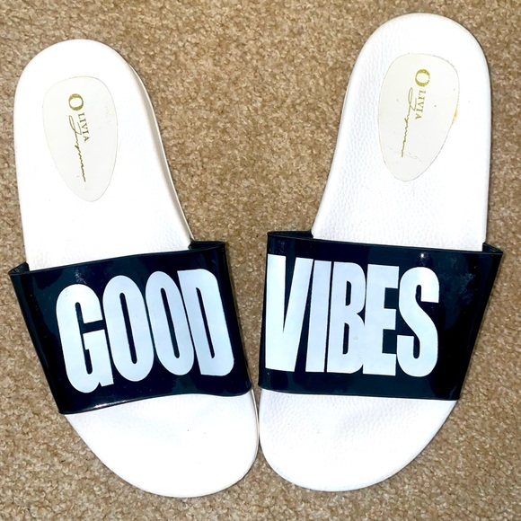 Shoes - Brand new GOOD VIBES slip on sandals